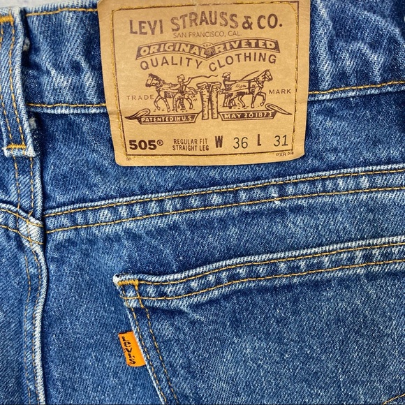 Vintage 1994 Levi’s Orange Tab 505s Regular Fit Straight Leg Medium Wash Jeans - Picture 13 of 15